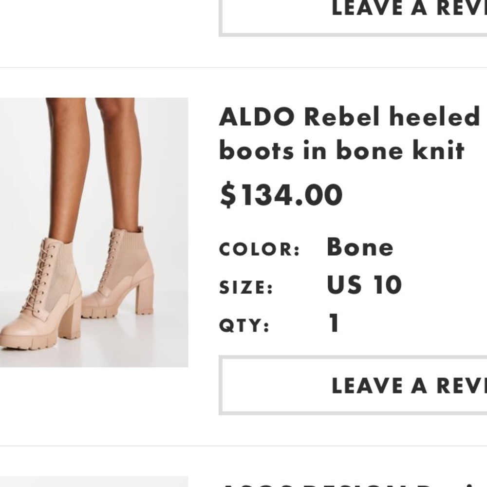 NWT/NIB- ALDO- SZ 10US- REBEL LACE-UP HEELED BOOTS in BONE KNIT - Picture 5 of 5